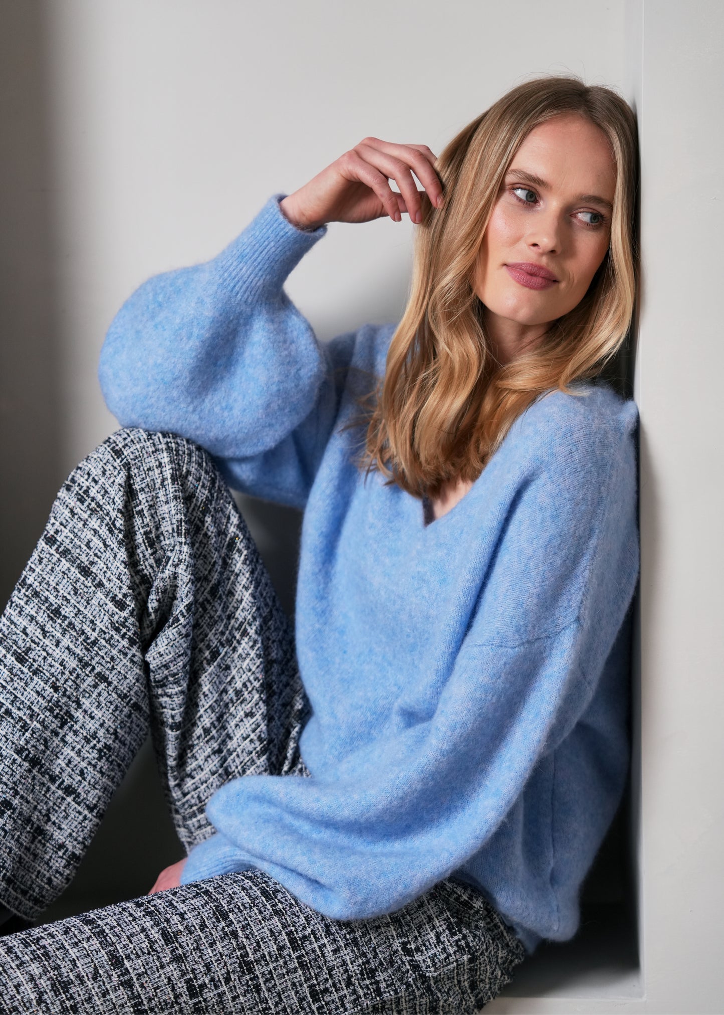 Deux Sweater Sky Blue Mel