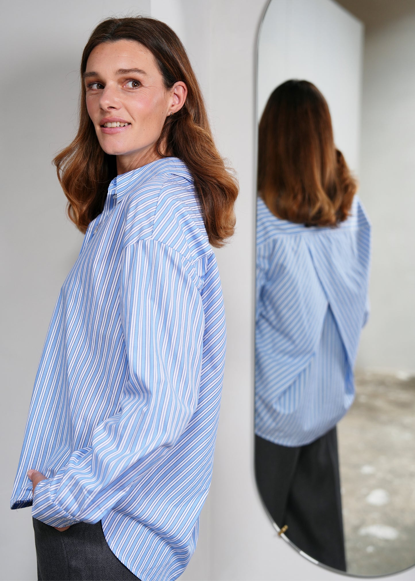Bella Blouse Sky Blue Stripe