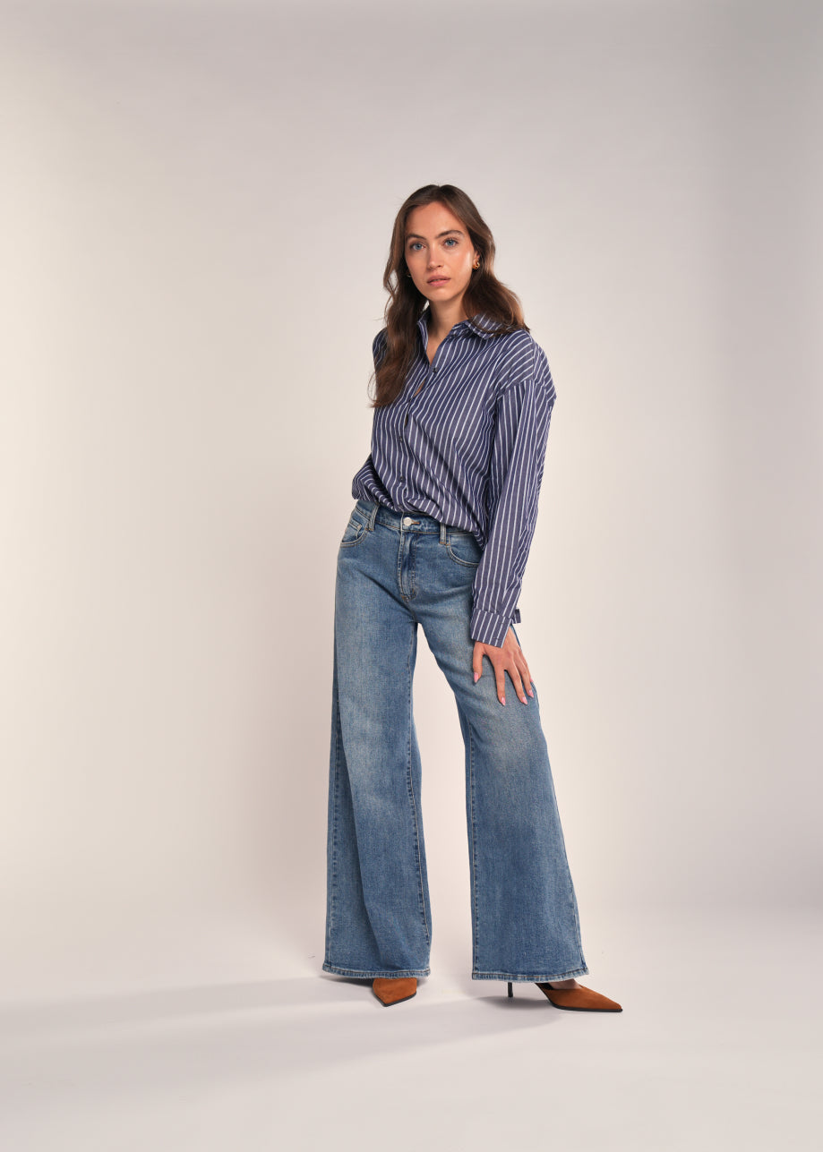 Bella Blouse Navy Stripe