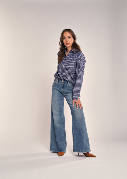 Bella Blouse Navy Stripe